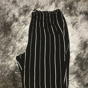 black and white stripped flowy pants